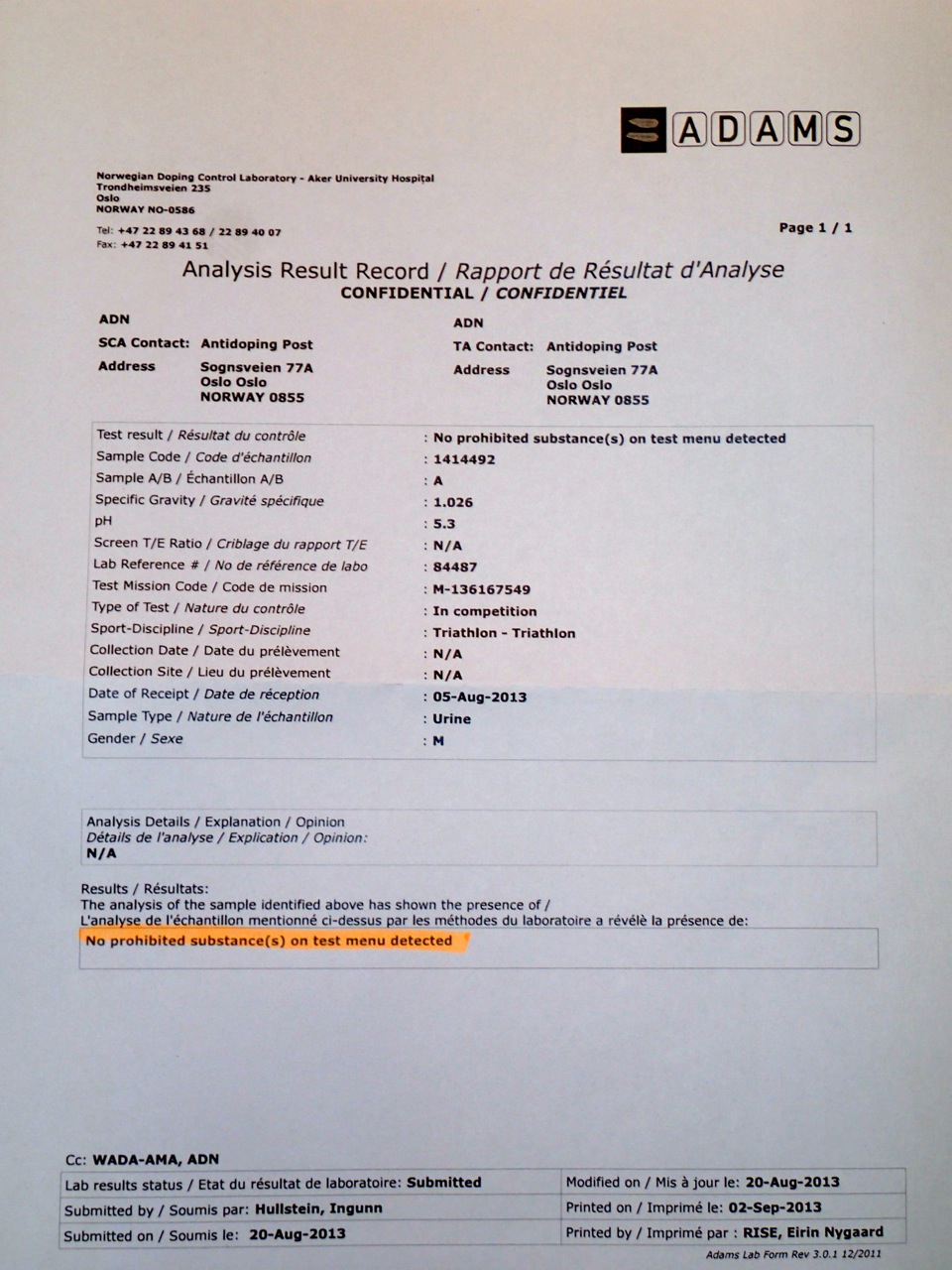 Dopingprøve Norseman - Triallan