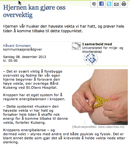 Hjernen kan gjøre oss overvektige