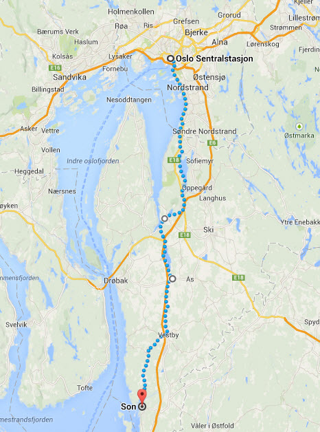 Oslo - Son - sykkelrute