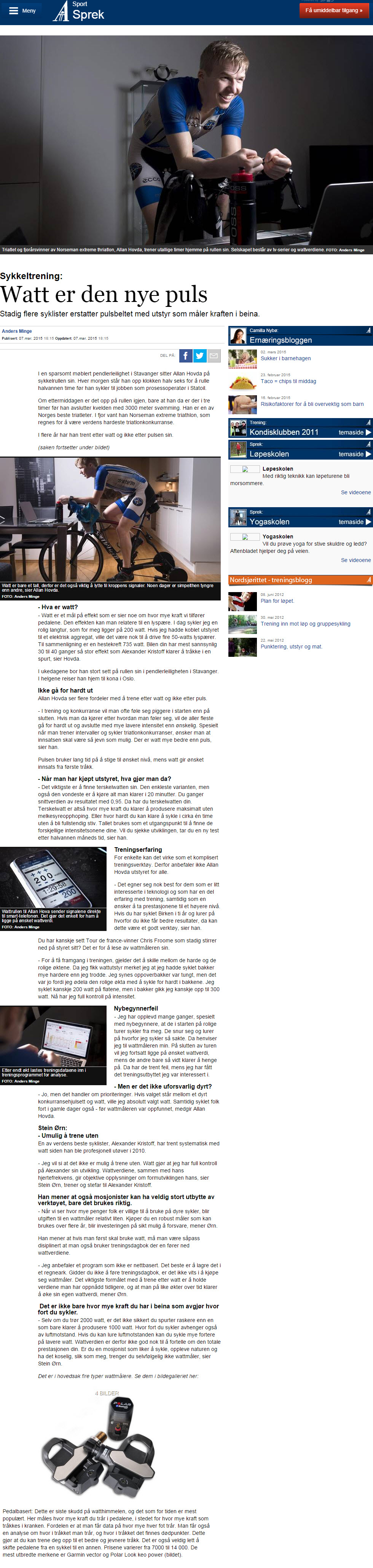 Watt er det nye puls - Stavanger Aftenblad - Allan Hovda - Triallan