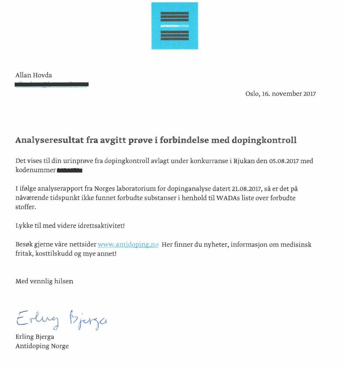 Dopingtestet på Norseman